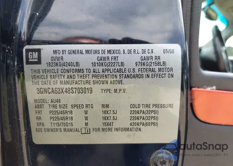 2008 Chevrolet Hhr Ss z USA, uszkodzony, nr VIN 3GNCA63X48S703019